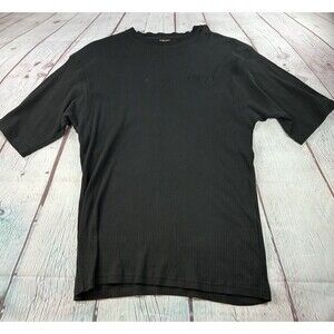 South Pole Mens Shirt Black Short Sleeve Crew Neck Front Logo Ribbed XXL